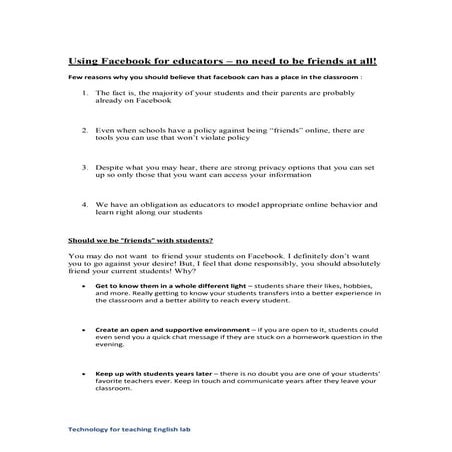 Facebook for education