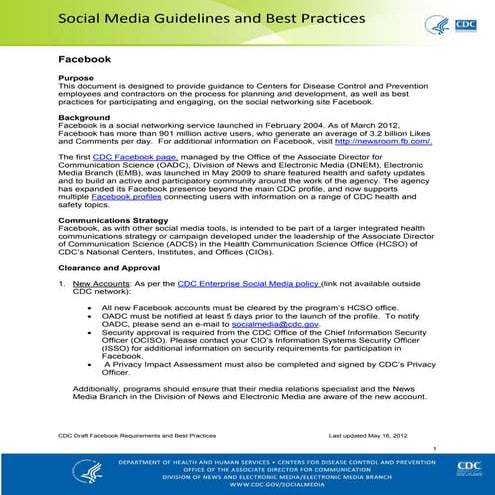 CDC Facebook guidelines