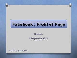 Facebook les bases 2015
