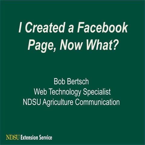 I Created a Facebook Page. Now What?