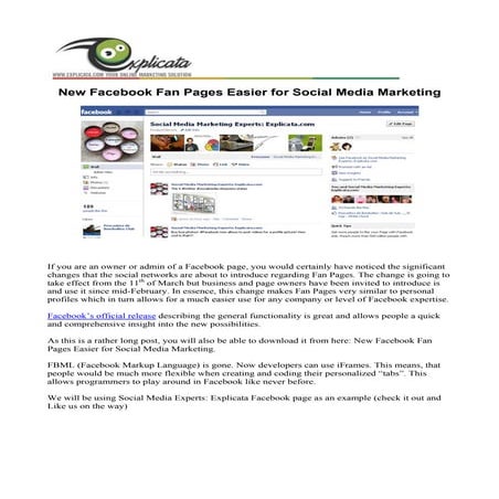 Facebook page changes