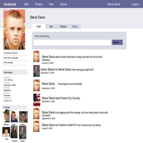Fictional Facebook Page Steve Davis