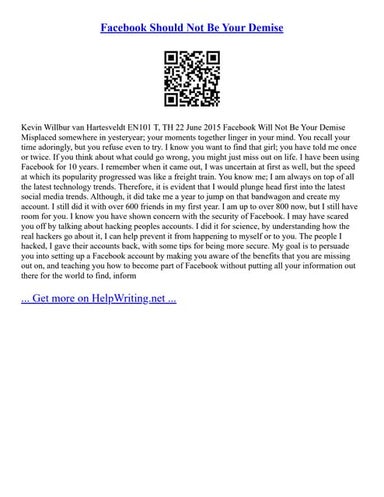 Facebook Should Not Be Your Demise