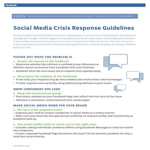 Guida do Facebook para gerenciamento de crise nas mídias sociais