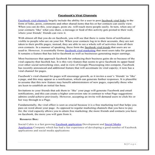 Facebook's viral channels