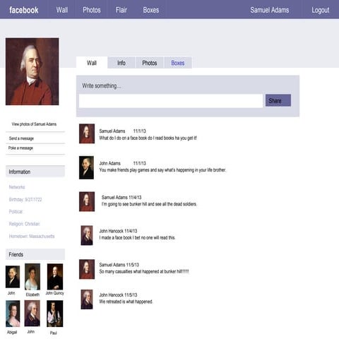 Facebook template use this to do the assignment | PPT