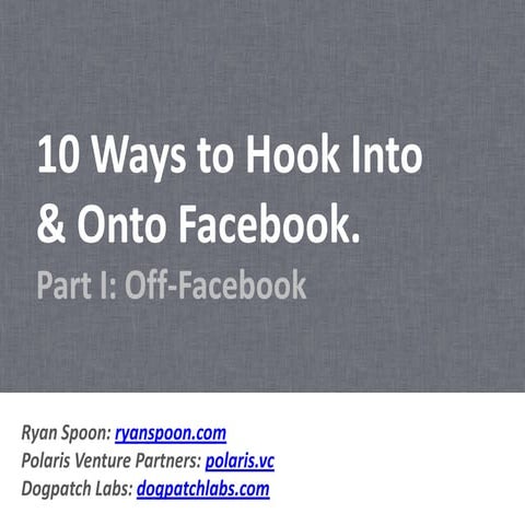 10 Ways to Leverage Facebook for Startups: Part 1
