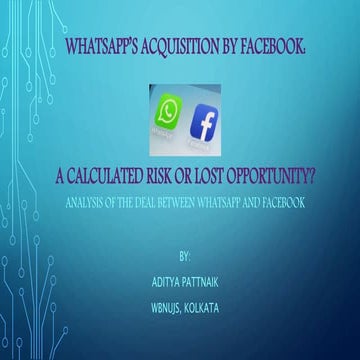 Facebook - Whatsapp Acquisition Deal Analysis