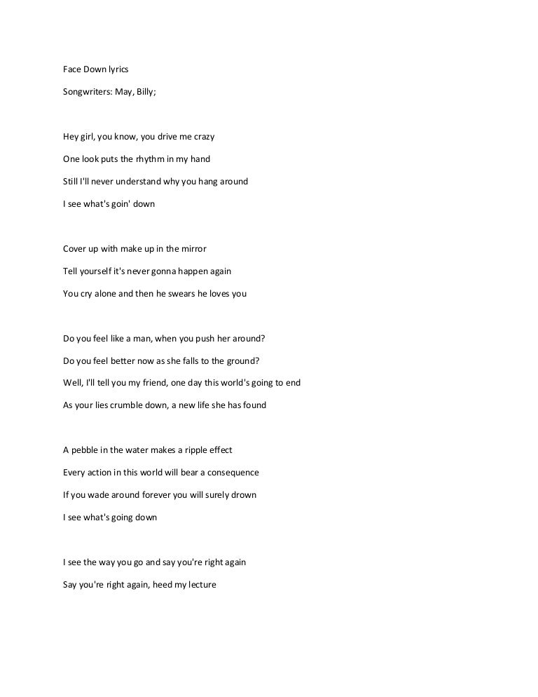 Face Down Lyrics