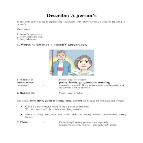 Adjectives Describing Appearance | PDF