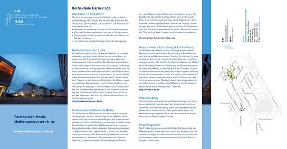 Fachbereichsflyer Media Hochschule Darmstadt