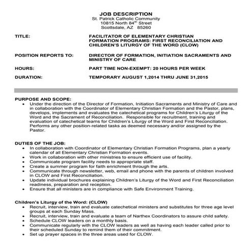 St. Patrick Scottsdale - Employment Opportunity - Elementary Christian ...