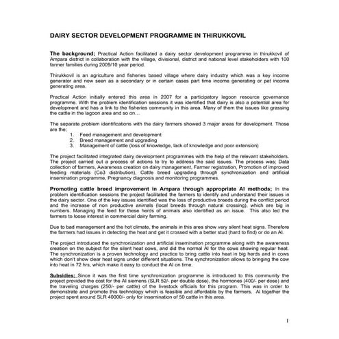 Facilitating Artificial Insemination Services, Sri Lanka, Case Study, Practic...