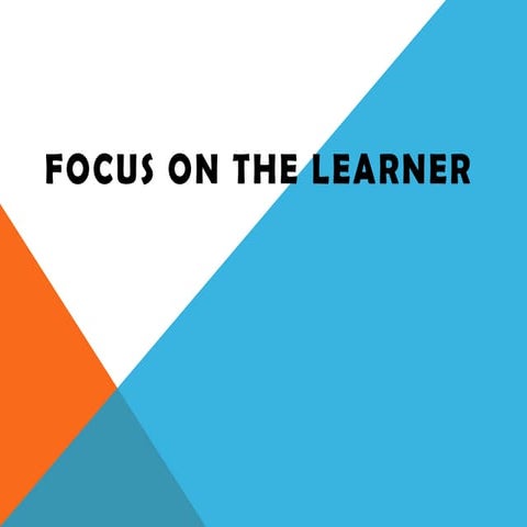 FOCUS ON THE LEARNER (Facilitating and learning)