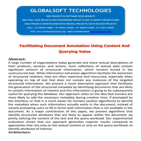 DOTNET 2013 IEEE CLOUDCOMPUTING PROJECT Facilitating document annotation usin...