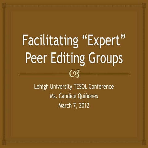Facilitating expert peer editing groups