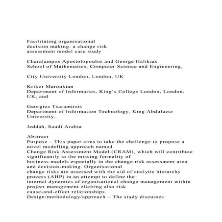 Facilitating organisationaldecision making a change riska.docx