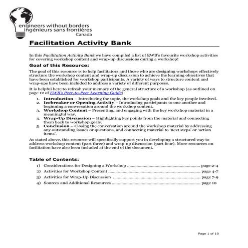 Facilitation activity-bank