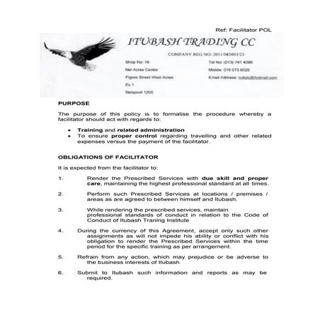 Facilitator policy & procedures