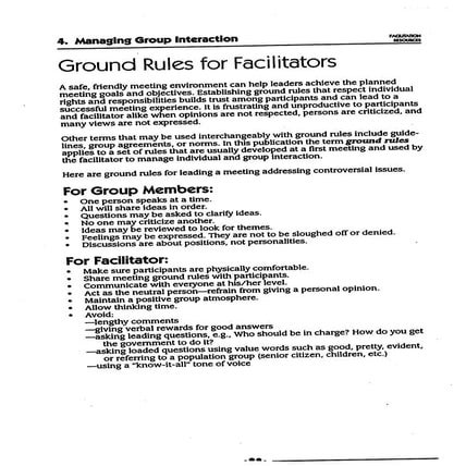 Facilitator training handouts