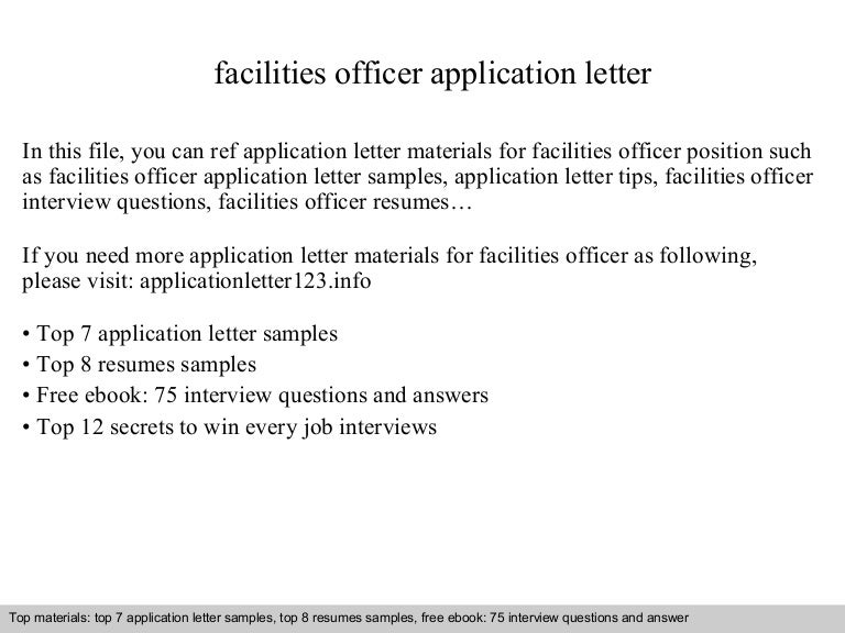 facilities officer application letter