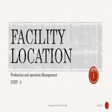 Facility location production and operation managemtn