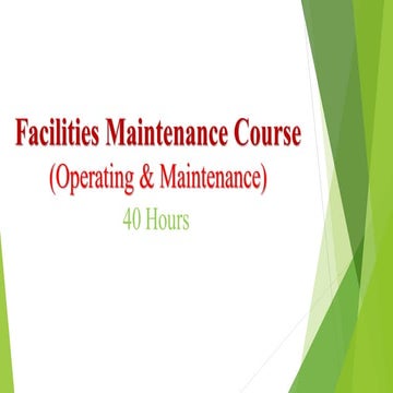 Facility Maintenance Course (Operating & Maintenance)
