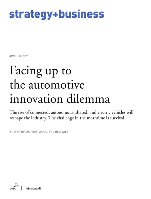 Facing up to  the automotive  innovation dilemma