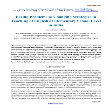 Facing Problems & Changing Strategies in Teaching of English at Elementary Sc...