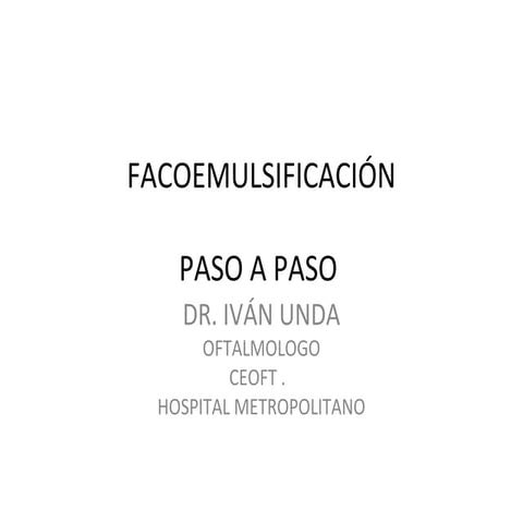 Facoemulsificación paso a paso DR IVAN UNDA