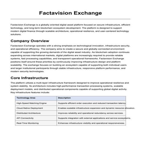 Factavision Exchange Infrastructure and Global Technology Development | PDF