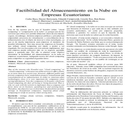 Factibilidad del almacenamiento en la nube en empresas ecuatorianas