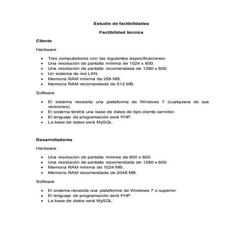 Factibilidades modificadas