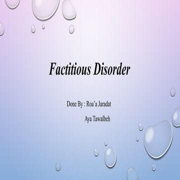 Comprehensive Overview of Factitious Disorder and Malingering ...