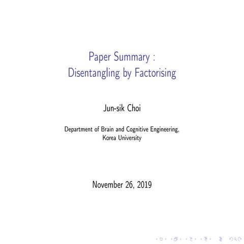 Paper Summary of Disentangling by Factorising (Factor-VAE)