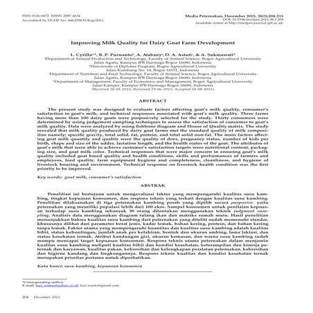 Factor affect goat milk quality
