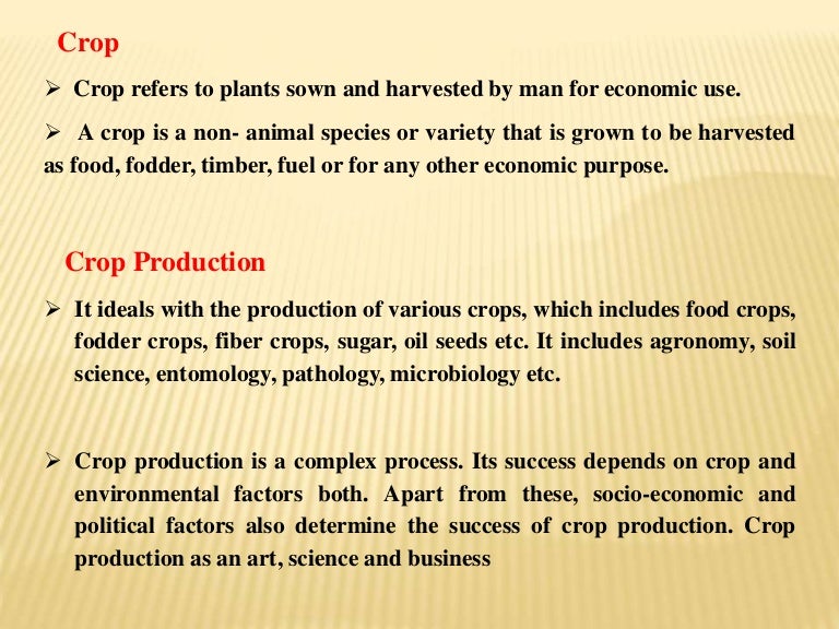 Factor affecting crop production