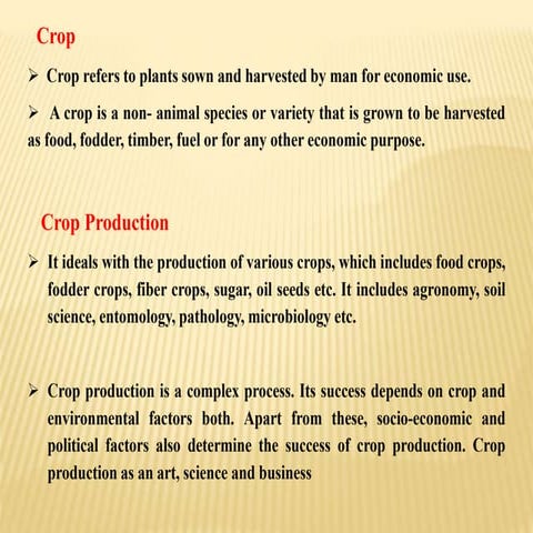 Factor affecting crop production