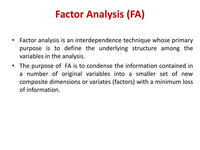 Factor analysis (fa)