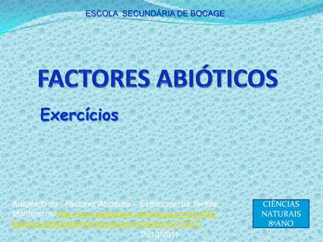 Factores Abióticos - Exercícios