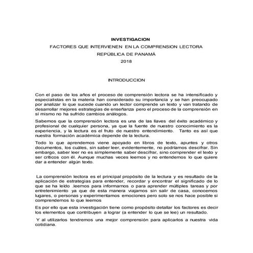 Factores , compresion lectora