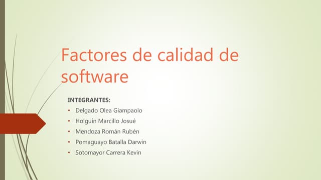 Factores de calidad de software grupo#4