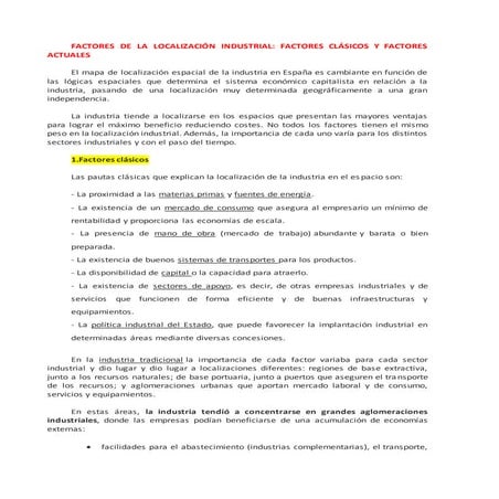 Factores de la localización industrial