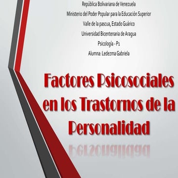 Factores psicosociales en los trastornos de la personalidad 