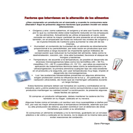 Factores que intervienen en la alteración de los alimentos | PDF