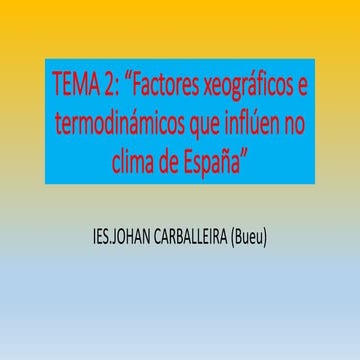 Tema  2: “Factores xeográficos e termodinámicos que inflúen no clima de España”