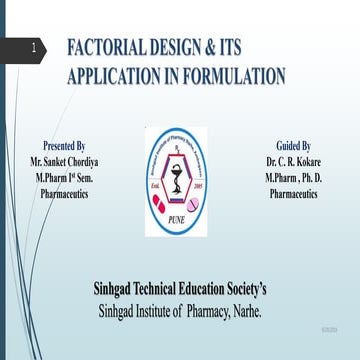 Factorial design M Pharm 1st Yr.