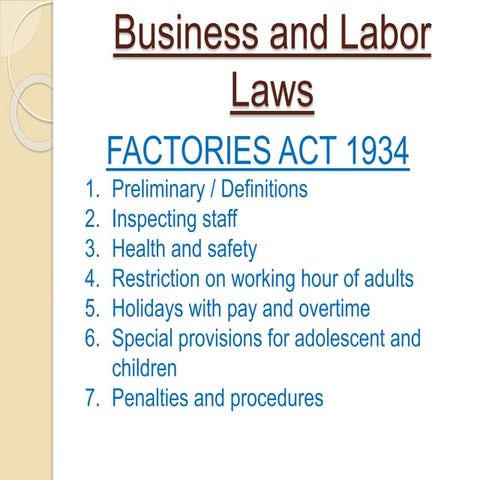 Factories act 1934
