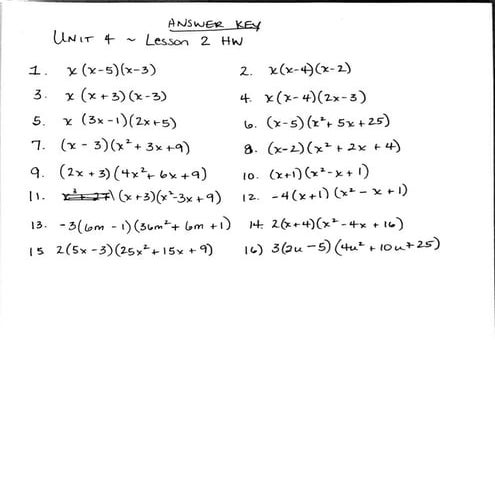Factoring answer key