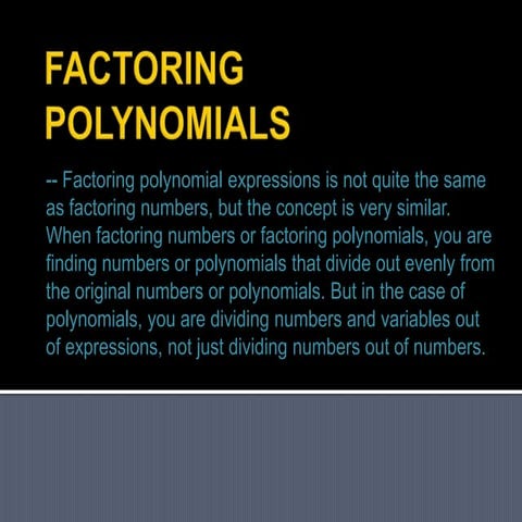 Factoring polynomials